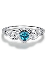 very nice tiny heart cz aquamarine baby birthstone ring